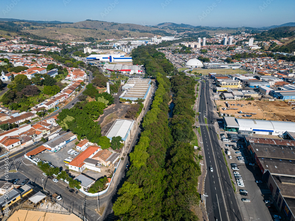 Aerial view of the city Amparo located in the interior of São Paulo ...