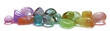 A selection of  chakra multi colored tumbled healing crystal semi precious gem stones isolated transparent png file