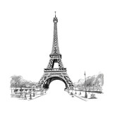 Fototapeta Boho - Black and white illustration of a tower.