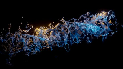 abstract dna on black background. blue and orange dna molecule. dna molecules in chromosomes. scienc