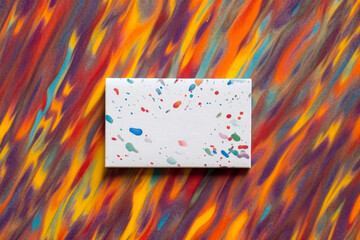 Poster - business card mockup with colorful paints, art white blank with copy space  generative ai