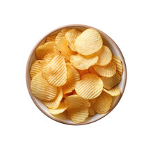 Bowl Of Potato Chips Isolated On A Transparent Background