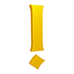 Poster - 3D golden exclamation mark symbol or icon design