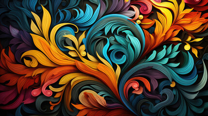 colorful swirled flowers, design wallpaper, abstract background, colors pattern, ai generative