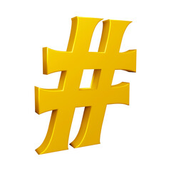 Poster - 3D golden hashtag symbol or icon design