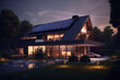 solar home power energy modern architecture panel house design eco. Generative AI.