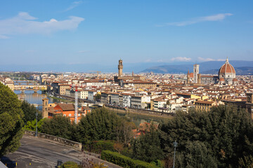 Daytime view of the city of Florence from Above from Piazzale Michelangelo, Italy