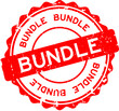 Grunge red bundle word round rubber seal stamp on white background