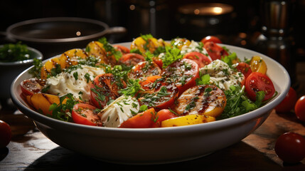 Wall Mural - Bowl of tomato salad with burrata