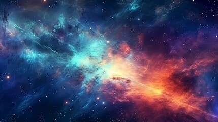 Wall Mural - A colorful space galaxy cloud nebula against a starry night cosmos, showcasing the wonders of the universe, science, and astronomy, with a supernova background wallpaper