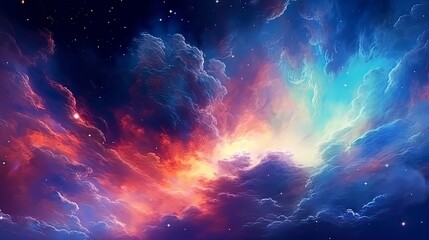Wall Mural - A colorful space galaxy cloud nebula against a starry night cosmos, showcasing the wonders of the universe, science, and astronomy, with a supernova background wallpaper