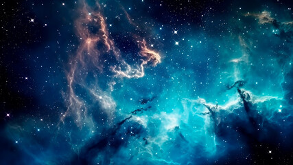 the expanse of the universe, revealing blue galaxies whit stars. generative ai