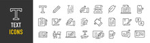 Text Web Icons In Line Style. Words, Read, Copywriting, Collection. Vector Illustration.