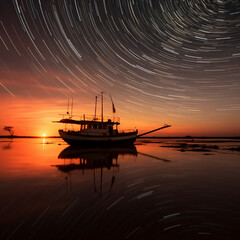 Wall Mural - Boat In the lake 