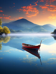 Wall Mural - Boat In the lake 