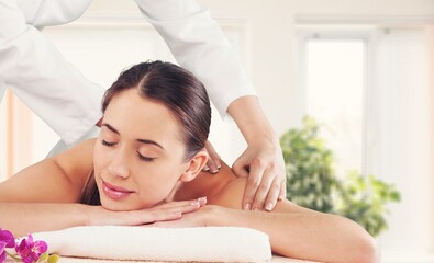 Poster - Beautiful young Woman Enjoying Massage In Salon