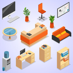 Wall Mural - illustration isometric design interior 3d vector furniture