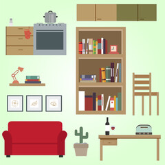 Wall Mural - illustration isometric design interior 3d vector furniture