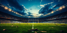 France 2023 Rugby World Cup: Huge Stadium With Fans And Green Grass