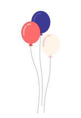 Fototapete - Patriotic red white and blue balloons semi flat colour vector object. Memorial day decorations. Editable cartoon clip art icon on white background. Simple spot illustration for web graphic design