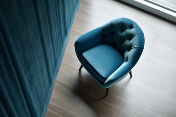 Poster - Blue armchair view. Generate Ai