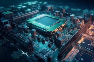 Poster - Circuit board processor. Generate Ai