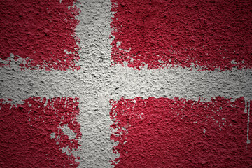 Wall Mural - painted big national flag of denmark on a massive old cracked wall
