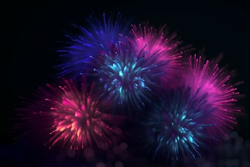 Poster - Colorful fireworks dark. Generate Ai