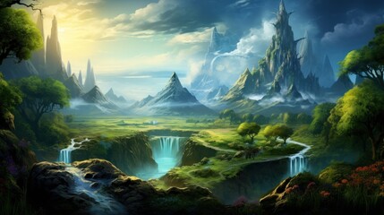 Wall Mural - Mysterious and beautiful scenery with vegetation game art