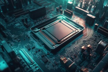 Poster - Circuit board processor. Generate Ai