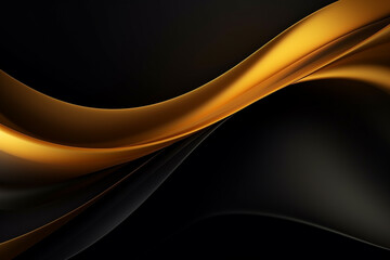 Leinwandbilder - Abstract black background with gold wave. Generative AI