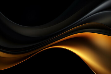 Leinwandbilder - Abstract black background with gold wave. Generative AI