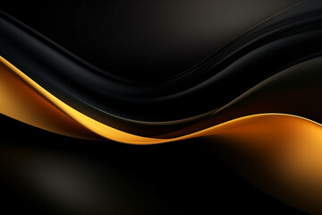 Leinwandbilder - Abstract black background with gold wave. Generative AI