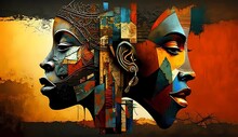 Modern Abstract African Art. Traditional African Painting. Generative AI