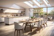 © visoot - Stylish kitchen interior with wooden table and chairs, Stylish kitchen interior, Scandinavian dining room.