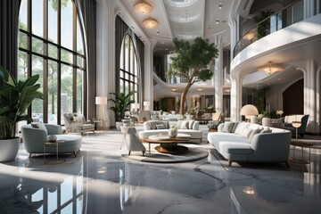 Poster - Grand luxury hotel reception hall, grand ballrooms and opulent decor.