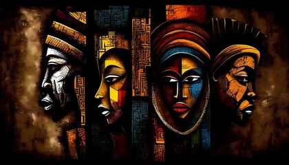 modern abstract african art. traditional african painting. generative ai