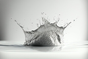 Poster - Water splash with beautiful drops flying away. Liquid motion background. Generated AI.