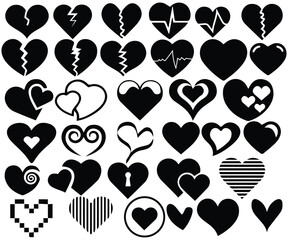 Wall Mural - Heart Black | Love | Logo | Variations