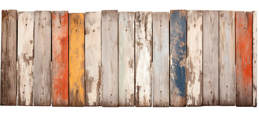 old painted wooden fence on transparent background, png