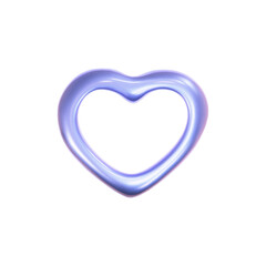 Wall Mural - 3d holographic heart icon in y2k style isolated on a white background. render of 3d iridescent chrom