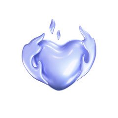 Wall Mural - 3d holographic heart icon with fire flame in y2k style isolated on a white background. render of 3d 