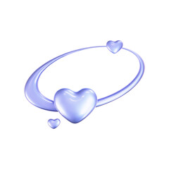 Wall Mural - 3d holographic heart icon, like galaxy planet with stars in y2k style isolated on white background. 