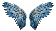 Blue Angel Wings Ornament Isolated On Transparent Background ,generative Ai