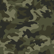 Seamless Army Camouflage Pattern Vector Trendy Background, Military Print.