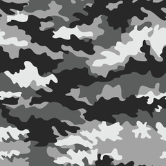 Gray camouflage military pattern seamless modern background, vector texture.