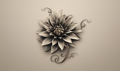 Sticker -  a black and white picture of a flower on a wall.  generative ai