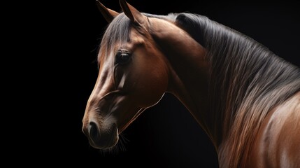 Wall Mural - portrait of a horse animal brown farm generative ai