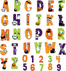 Halloween fonts colorful so cute.