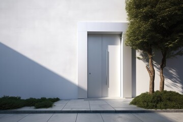 Canvas Print - A wonderful combination of blue and white, which is realized in this house. Generative AI Technology 